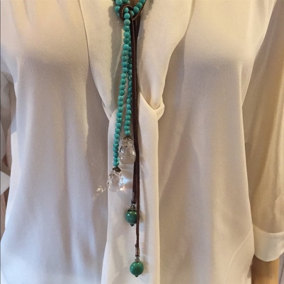 Turquoise and Leather Necklace Combination - Picture 2 of 6